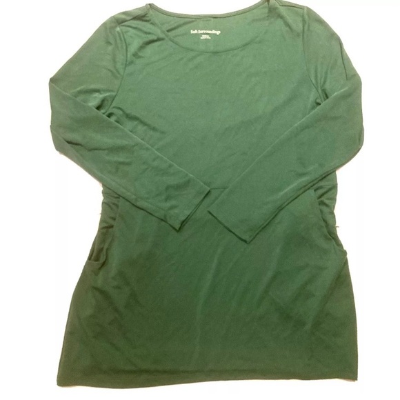 Soft Surroundings Fairfax Size M Scoop Neck Tunic Top Green Loose Fit Pockets - Picture 11 of 11